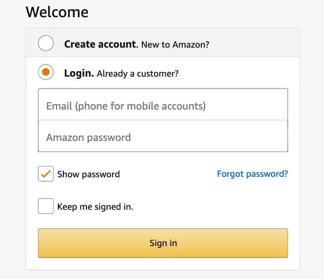 Amazon Baby Registry guide - account login Step 1 - Baby Gear Essentials