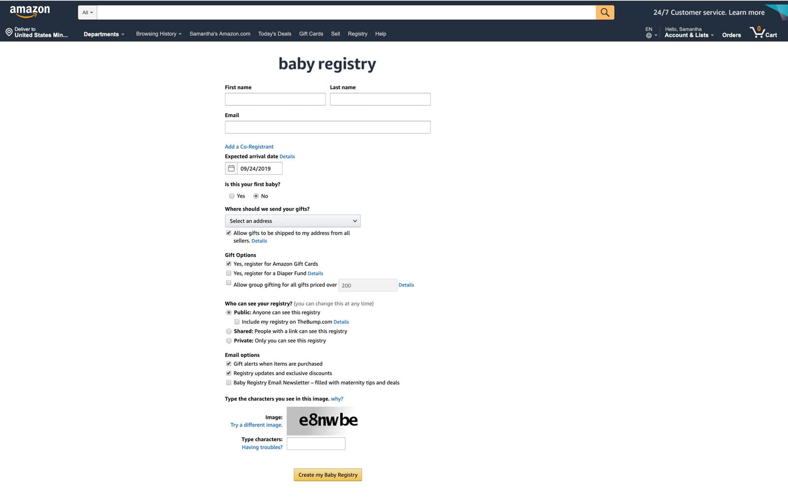 amazon baby registry for second child