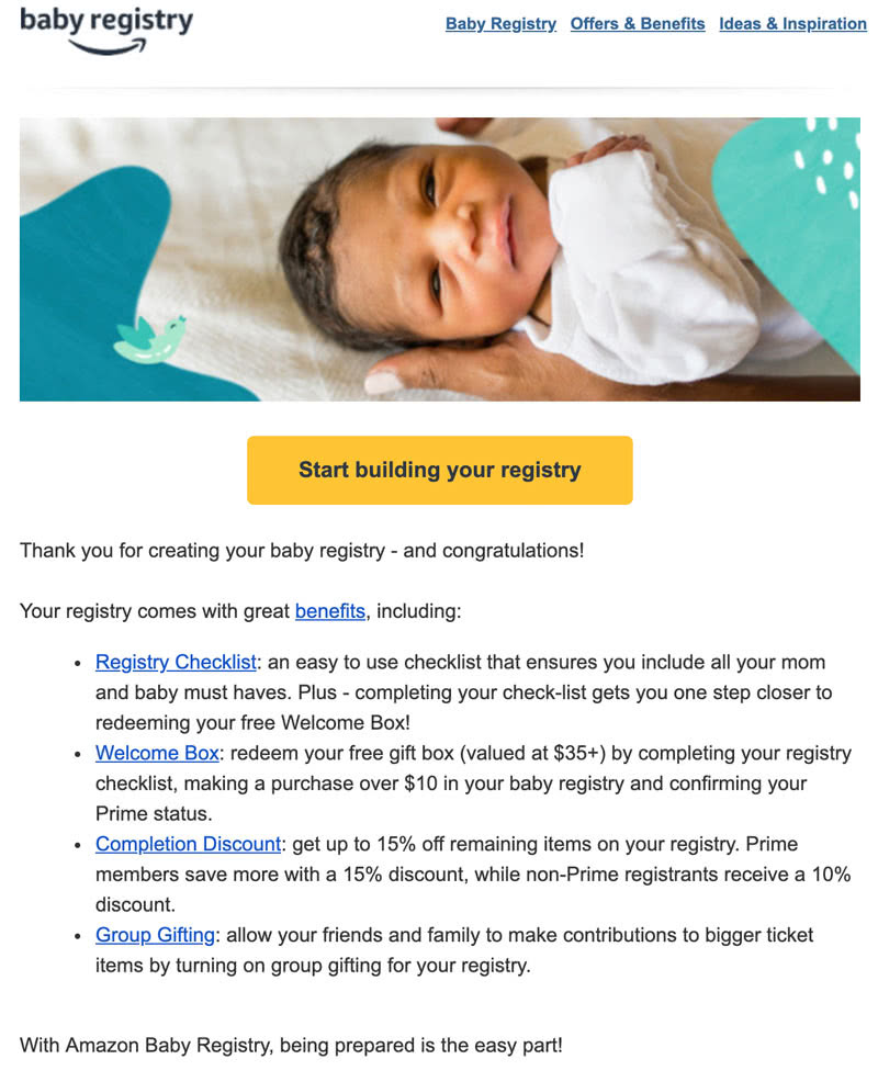Amazon Baby Registry guide email confirmation Step 3 - Baby Gear Essentials