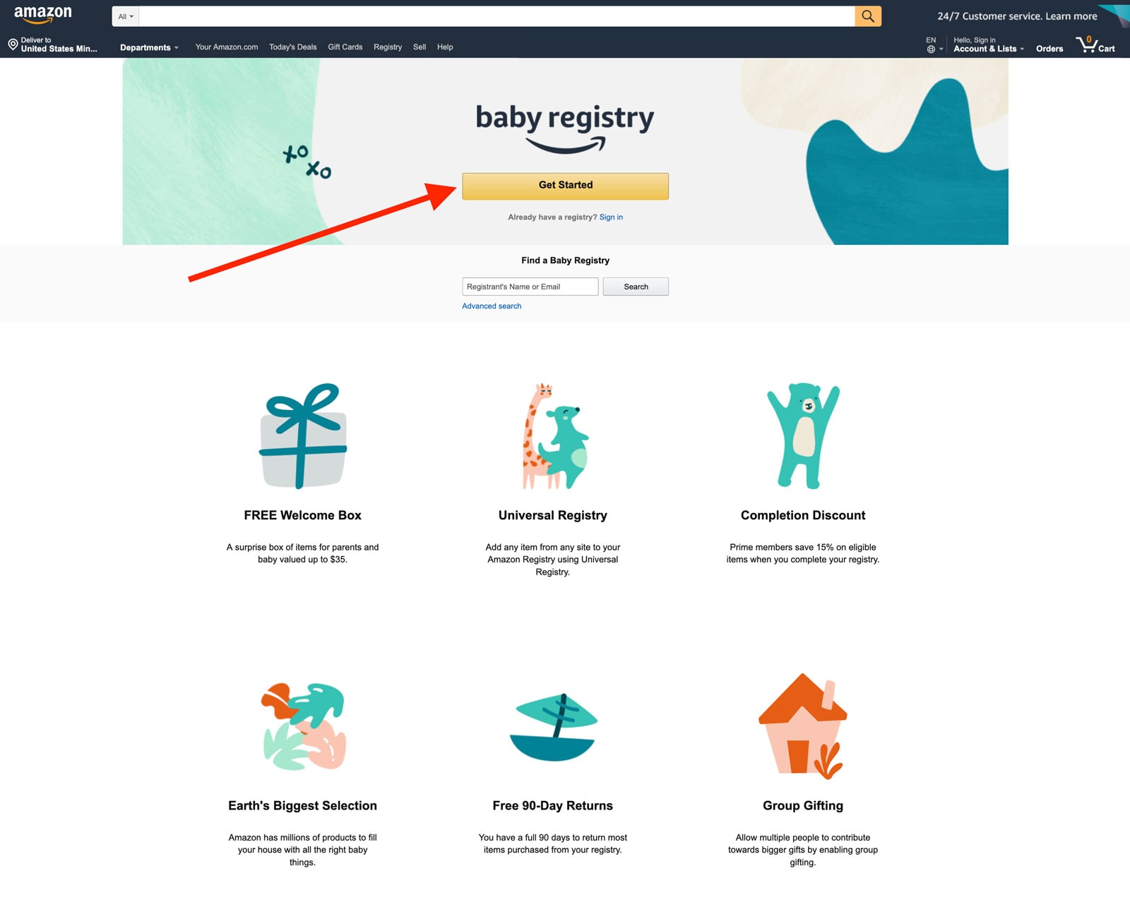 make an amazon baby registry