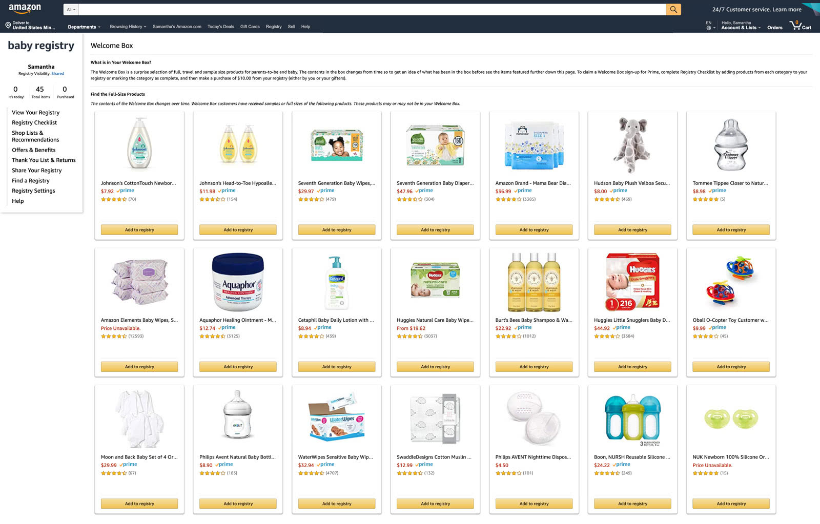 look up baby registry amazon