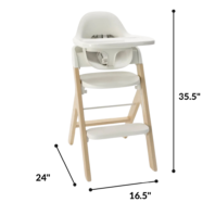Dimensions of the Mockingbird High Chair 35.5 inches high 16.5 inches wide and 24 inches deep