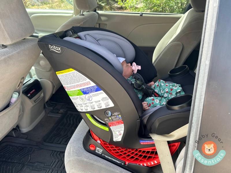 Britax One4Life installed in car rear-facing with baby