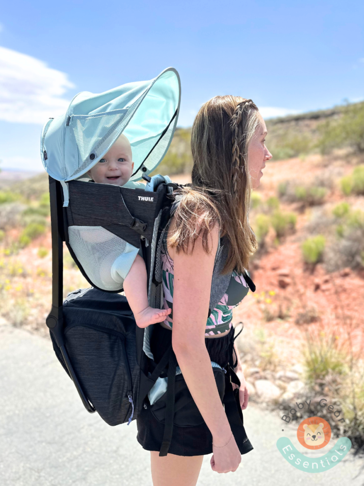 happy baby in best baby carrier hiking backpack