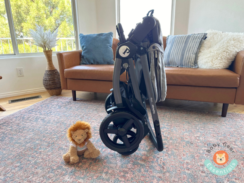 Peg Perego Ypsi folded and self-standing even with seat still attached